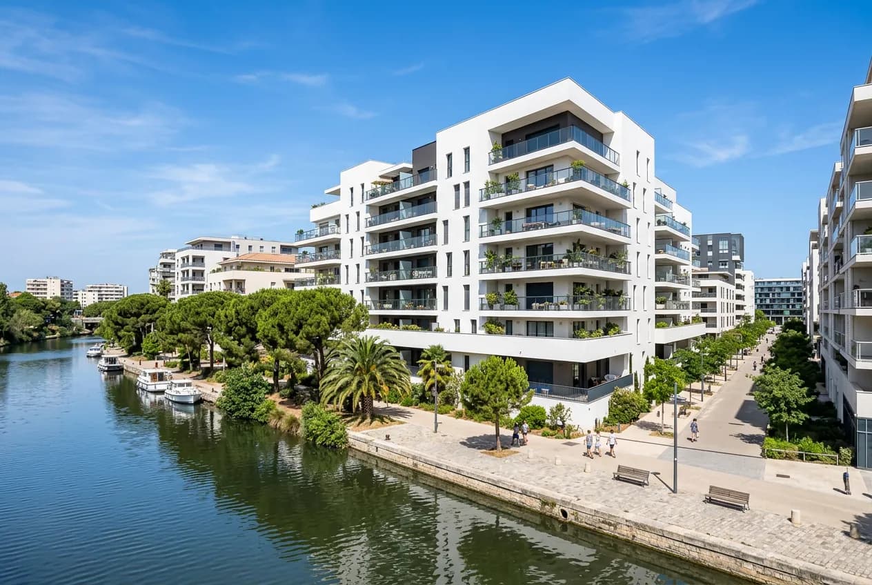 Résidence neuve à Port Marianne, au bord du Lez à Montpellier
