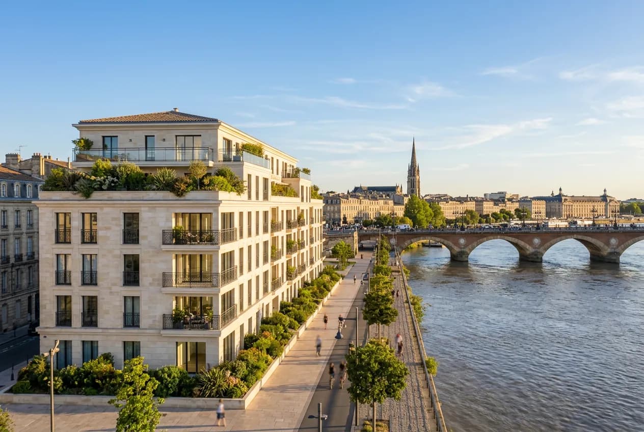 Résidence neuve sur les quais de la Garonne à Bordeaux, près du pont de Pierre