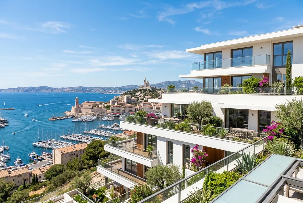 Résidence neuve avec terrasses face au Vieux-Port de Marseille et à Notre-Dame-de-la-Garde